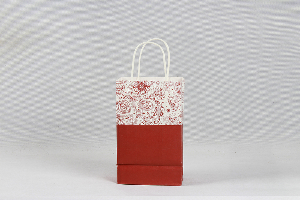 紅色花紋時尚禮品牛皮紙袋定制 紅色花紋時尚禮品牛皮紙袋定制