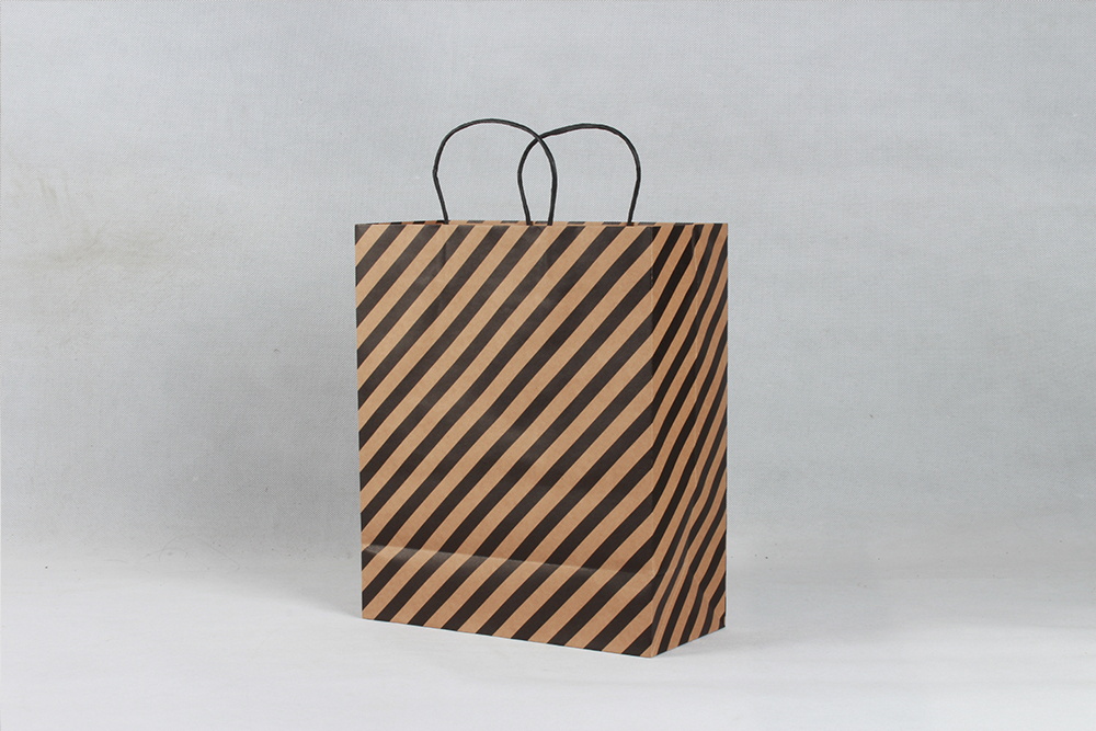 斜條紋高端服裝牛皮紙袋定制 斜條紋高端服裝牛皮紙袋定制