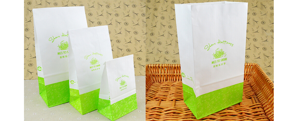 綠色底紋時(shí)尚牛皮食品袋定制