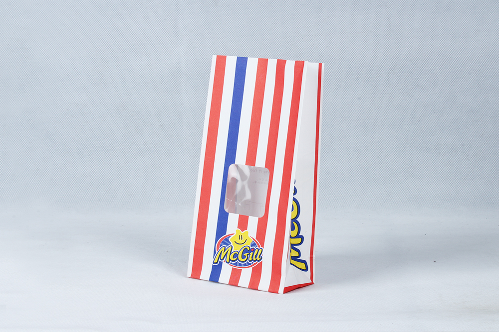 紅藍條紋個性牛皮食品袋定制